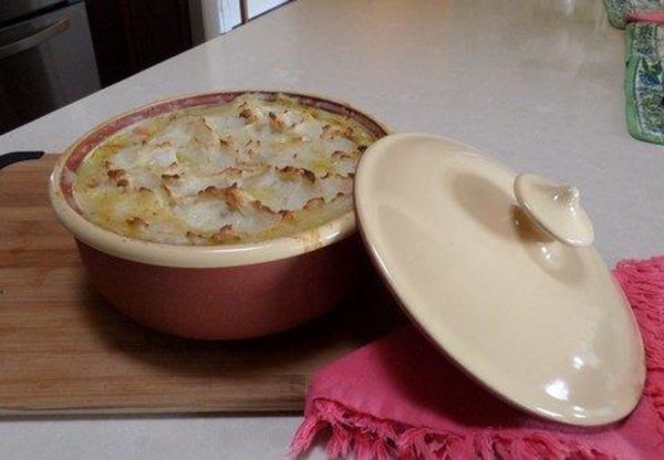 Sheppard's Pie in a Peasant ware baker